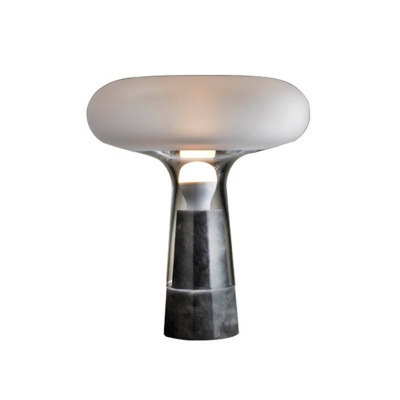 White Glass Mushroom Shaped Table Lamp Creative Postmodern 1 Bulb Black Marble Night Light for Bedroom