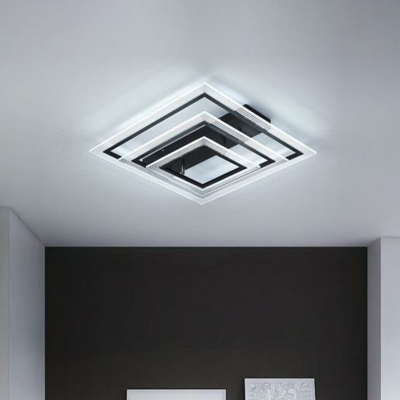 Adjustable Black Tiered LED Ceiling Light Nordic Acrylic Semi Flush Mount Light Fixture