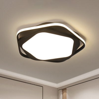Black Pentagon LED Flush Mount Ceiling Light Modern Acrylic Flush Light Fixture for Bedroom
