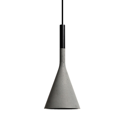 Cement Funnel Ceiling Light Minimalist 1 Bulb Grey Hanging Pendant Light for Dining Room