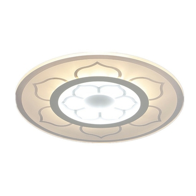 Clear Disc LED Ceiling Flush Mount Light Contemporary Acrylic Flushmount with Flower Pattern
