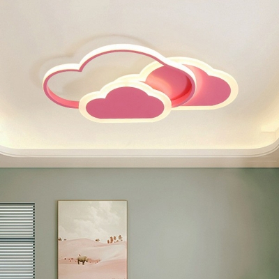 Cloud Childrens Bedroom Ceiling Fixture Metallic Cartoon LED Flush Mount Lighting