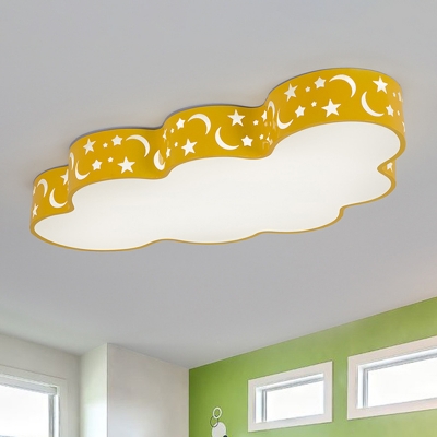 Cloud Shaped LED Ceiling Lamp Cartoon Acrylic Bedroom Flushmount Light with Moon and Star Cutouts