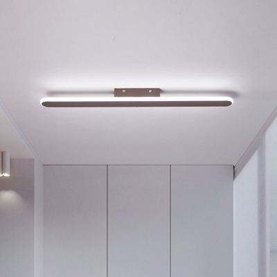 Coffee Linear LED Flush Mount Ceiling Light Minimalism Metal Flush Light for Hotel