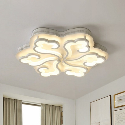 Creative Nordic Cloud Shaped Ceiling Lamp Acrylic Bedroom LED Semi Flush Light Fixture in White