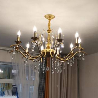 Crystal Strand Chandelier Lighting Antiqued Candelabrum Dining Room Hanging Light Fixture