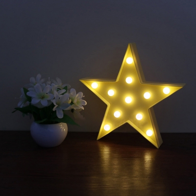 Five-Pointed Star Night Light Kids Plastic Nursery Battery Powered LED Wall Lamp