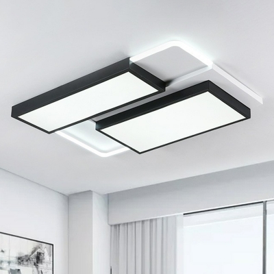 Geometrical Living Room Flush Mount Lamp Metal Modernist LED Ceiling Light in Black