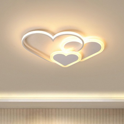 Loving Heart Shaped LED Ceiling Lamp Romantic Minimalist Acrylic Bedroom Flush Mount
