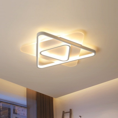 Metal Triangle Flush Mount Lighting Modern White LED Ceiling Mount Light Fixture