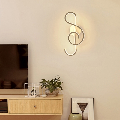Musical Note LED Wall Sconce Lighting Minimalistic Metal Bedroom Wall Mounted Lamp