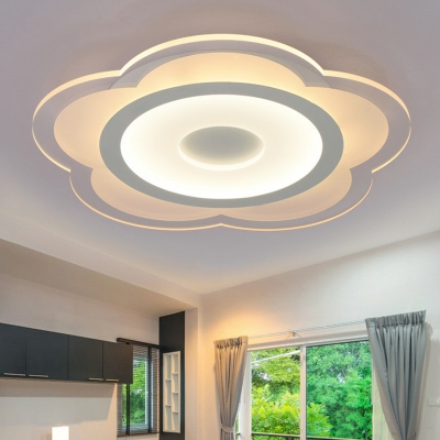 Simple LED Flush Ceiling Light Clear Floweret Flush Mounted Lamp with Acrylic Shade