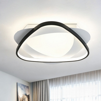 Simplicity Triangular Ceiling Mount Lamp Metallic Bedroom LED Flush Mount Light in Black