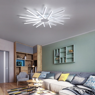 Sunburst Acrylic Flush Ceiling Light Modern White Flush Mount Led Light for Living Room