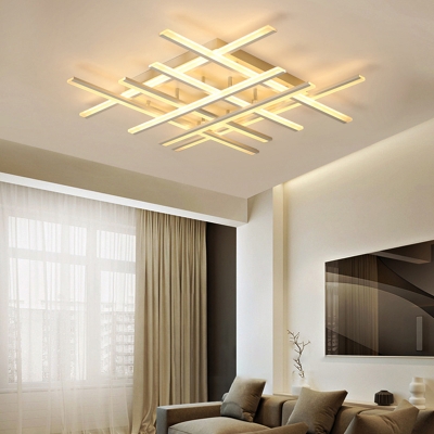 White Criss-Cross LED Ceiling Light Fixture Contemporary Acrylic Flush Mount Lighting