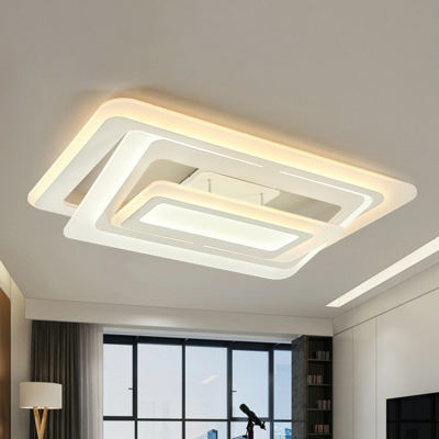 White Tiers Led Semi Flush Ceiling Light Modernism Acrylic Flush-Mount Light Fixture