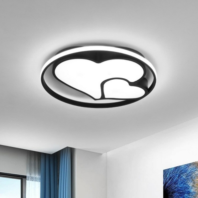 Acrylic Loving Heart LED Flush Mount Modernist Black Ceiling Light with Halo Ring