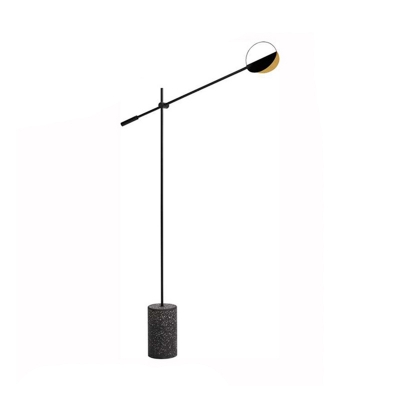 Balance Arm Stand Up Lamp Minimalist Metal LED Floor Light with Cement Cylinder Pedestal