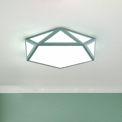 Bedroom LED Flush Ceiling Light Macaron Flush Mount with Polygonal Acrylic Shade