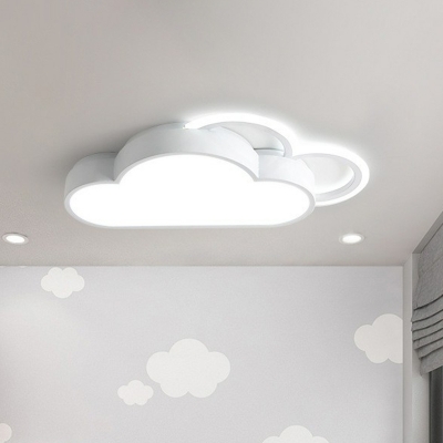 Cartoon LED Flush Mount Ceiling Lighting Fixture Cloud Shaped Flush Light with Acrylic Shade