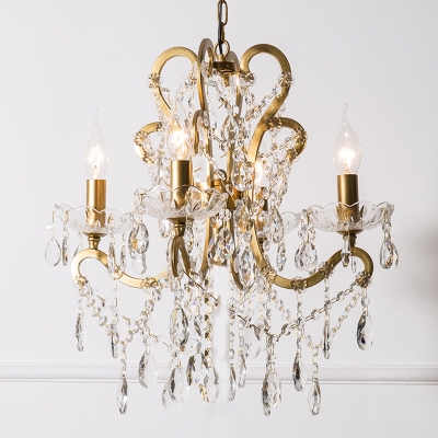 Classic Candelabrum Ceiling Pendant Clear Crystal Hanging Chandelier over Dining Table