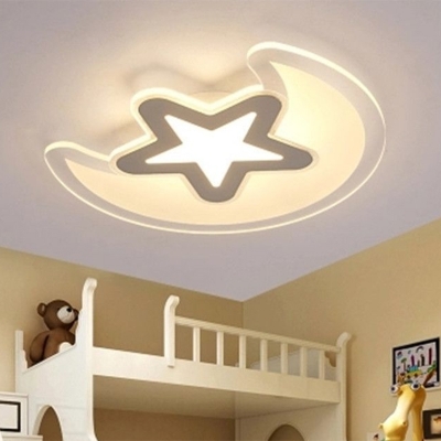 Clear Moon and Star LED Flush Light Nordic Acrylic Flush Mount Ceiling Light Fixture