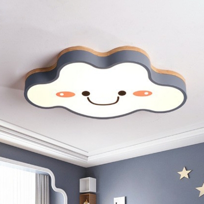 Cloud Shaped Nursery Flush Mount Lamp Metal LED Cartoon Ceiling Lighting Fixture