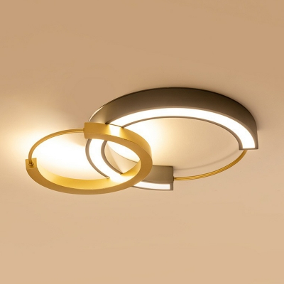 Double-C Shaped Metal Flush Light Fixture Modern Gold LED Round Ceiling Mount Light Fixture