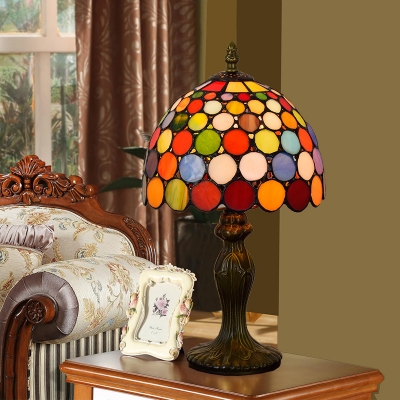 Hand Cut Glass Circles Night Lamp Vintage 1 Bulb Orange Table Lighting for Living Room