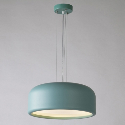 Macaron-Color Round Pendant Lamp Kids Aluminum LED Hanging Light Fixture with Diffuser