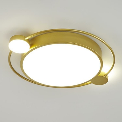 Metal Round LED Flush Mount Ceiling Fixture Minimalism Gold Flush Light with Acrylic Shade