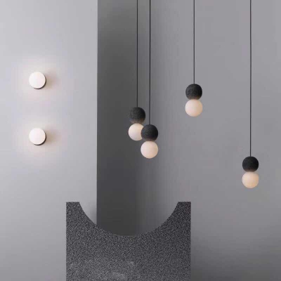 Mini Ball Restaurant Down Lighting Pendant Terrazzo 1-Light Nordic Style Hanging Light