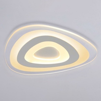 Minimalist Triangular LED Flush Light Acrylic Bedroom Ceiling Mounted Lamp in White