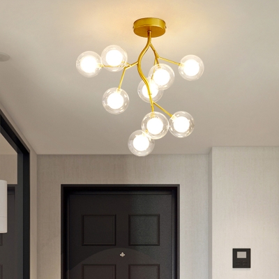 Nordic Style Branch LED Pendant Light Metallic Living Room Chandelier Lighting in Gold
