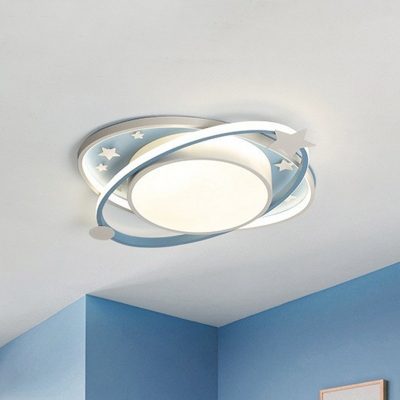Orbit Kids Bedroom Ceiling Flush Light Metal Integrated LED Cartoon Flushmount Lighting