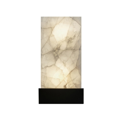 Rectangle Panel Sconce Light Simplicity Marble 1-Bulb Living Room Wall Mounted Lamp