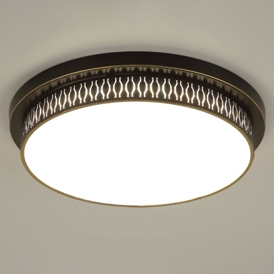 Round Living Room LED Flush Mount Traditional Acrylic Black Flushmount Ceiling Light