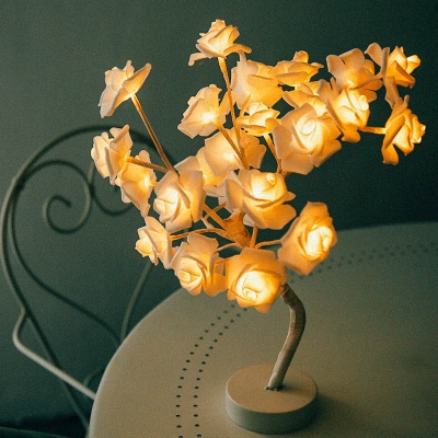 Art Deco Rose Tree Night Light Plastic Wedding Party USB Charging LED Table Lamp