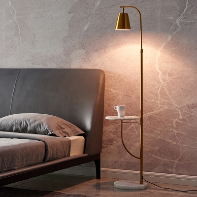 Bell Living Room LED Floor Lamp Metallic 1-Light Minimalistic Standing Lighting with Marble Base