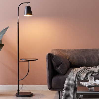 Bell Living Room LED Floor Lamp Metallic 1-Light Minimalistic Standing Lighting with Marble Base