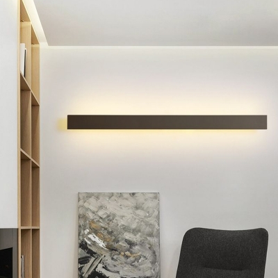 Black Bar Shaped LED Sconce Minimalist Aluminum Flush Mount Wall Light above Bed