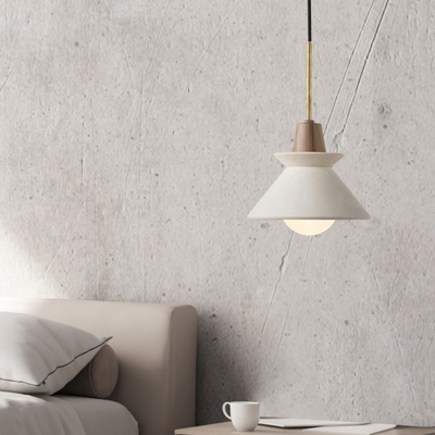 Bowl Dining Room Pendant Light Cement 1 Head Modern Style Suspension Light Fixture in White