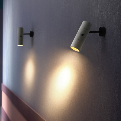 Cement Cylindrical Wall Light Fixture Nordic Style LED Wall Spotlight in Grey for Bedside