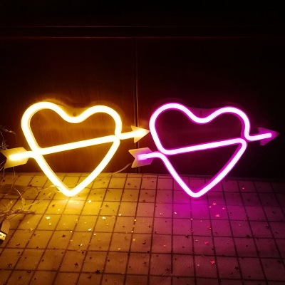 Cupids Arrow Shaped Plastic Night Light Romantic Decorative White Battery LED Wall Lamp