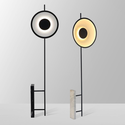 Metallic Circular LED Floor Standing Light Designer Floor Lamp with Marble Block