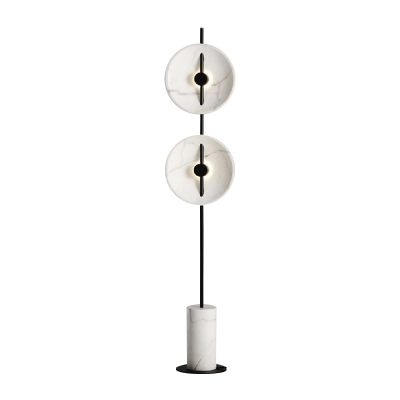 Novelty Postmodern Round Standing Floor Lamp Marble Lounge LED Floor Light in White