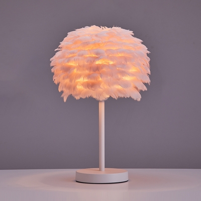 Sphere Nightstand Light Stylish Minimalist Feather 1 Bulb Living Room Table Lamp