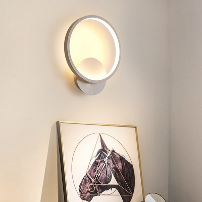 White Geometric Wall Mounted Lamp Simplicity LED Metal Sconce Light for Living Room