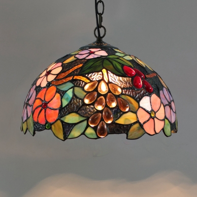 1-Light Hemisphere Ceiling Pendant Tiffany Hand Rolled Art Glass Hanging Light Fixture