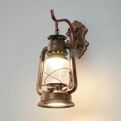 Antique Kerosene Lamp Shaped Sconce Light Single Clear Glass Wall Mounted Light Fixture